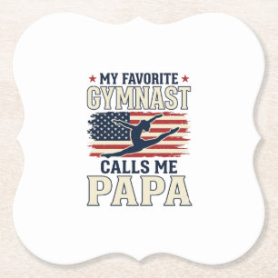 Posavasos De Papel Mi gimnasta favorita me llama Papa Patriótico Vint