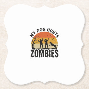 Posavasos De Papel Mi perro caza zombies vintage arte de perro de Hal
