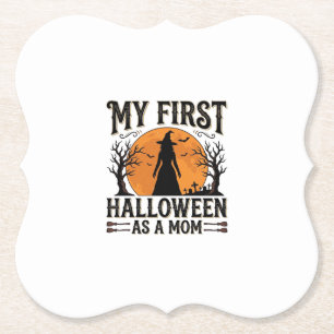 Posavasos De Papel Mi primer Halloween como Mamá Vintage Diseño de Ha