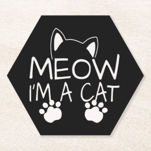 Posavasos De Papel Miau soy un gato gatito gatos Amante de gatos negr