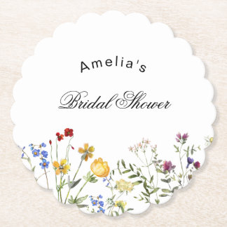 Posavasos De Papel Minimalist Wildflower Bridal Shower