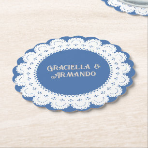 Posavasos de papel minimalistas azul claro para bo