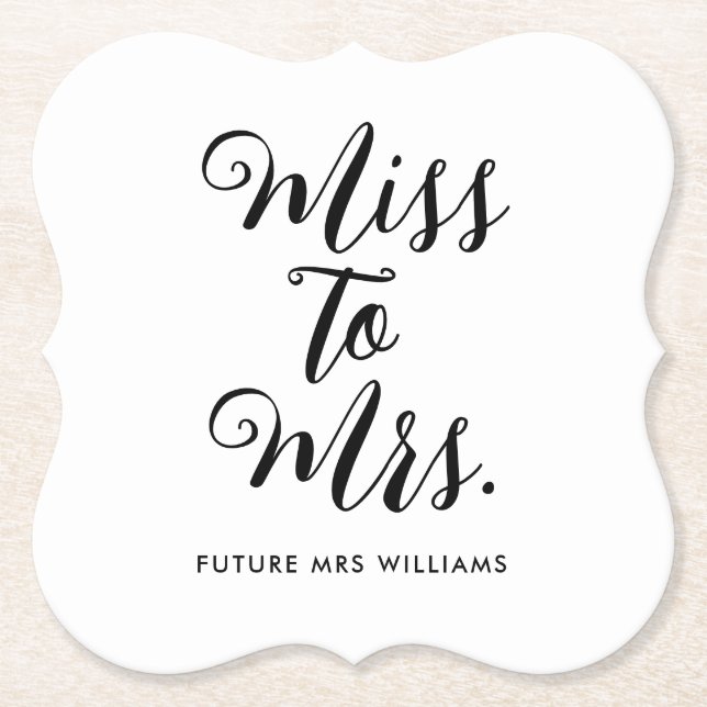 Posavasos De Papel Miss a la Sra. Modern Bridal Shower (Anverso)