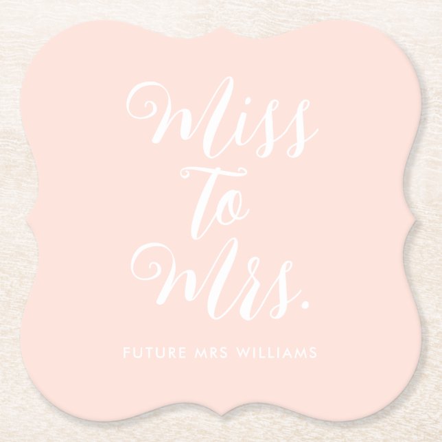 Posavasos De Papel Miss a la Sra. Modern Simple Bridal Shower (Anverso)