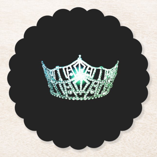 Posavasos De Papel Miss America Aqua Crown Sclpd Paper Coasters (Anverso)