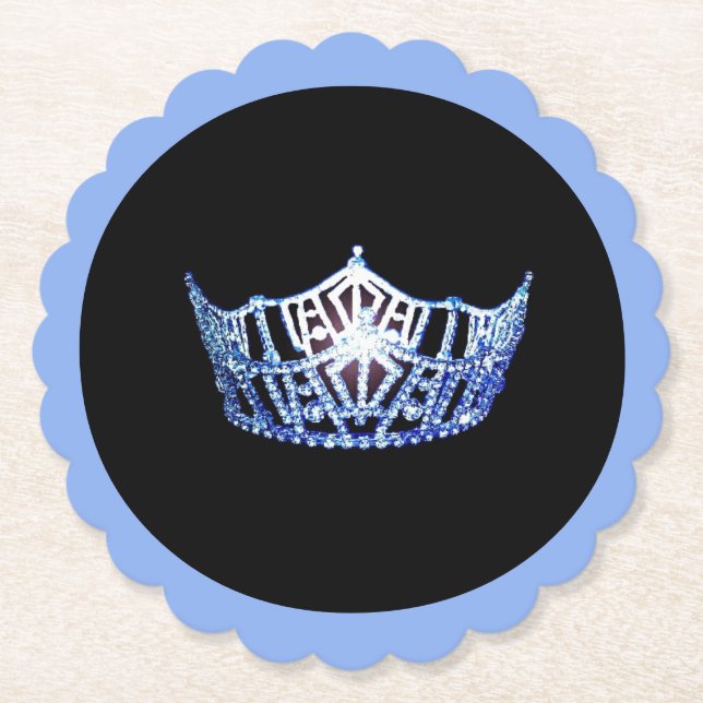Posavasos De Papel Miss America Blue Crown Papel Vieopelero (Anverso)