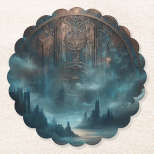 Posavasos De Papel Místico Góticó Steampunk - Pátina de Cobre Azul