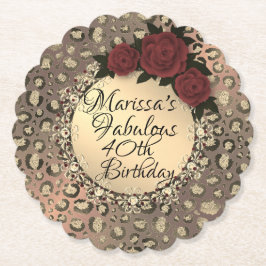 Posavasos De Papel Moda Leopard Rosa Fabulous 40th Birthday