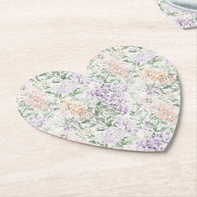 Posavasos De Papel Moda Peach Lilac Lavender Boda Floral (En perspectiva)