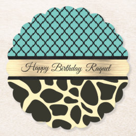 Posavasos De Papel Moda Quatrefoil Giraffe Imprimir Cumpleaños Person