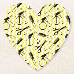 Posavasos De Papel Modelo amarillo de la herramienta del peluquero