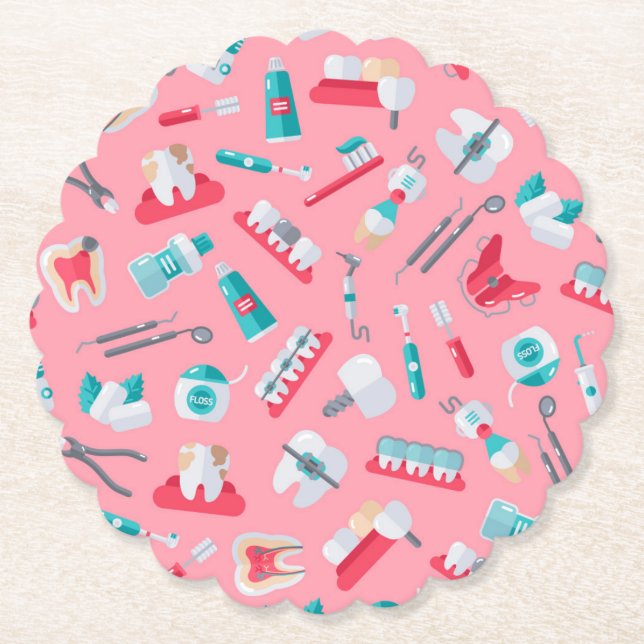 Posavasos De Papel Modelo dental rosado (Anverso)