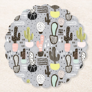 Posavasos De Papel Modelo texturizado dibujado mano del cactus