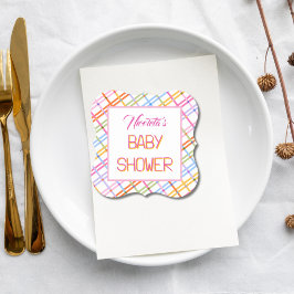 Posavasos De Papel Modern Colorful Plaid Baby Shower Theme