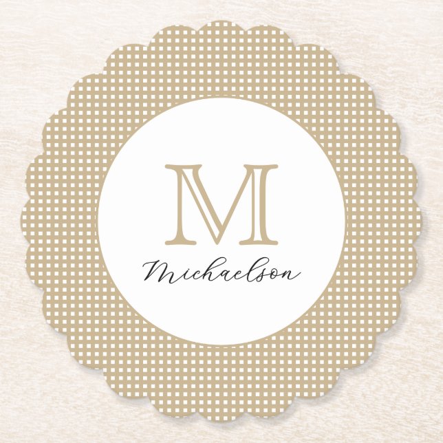 Posavasos De Papel Modern Minimal Gold Elegant Monogram (Anverso)