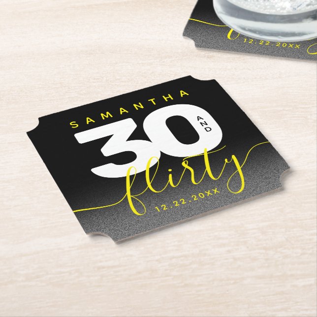 Posavasos De Papel Moderna Girly Brillante Amarillo 30 y Flirty (En perspectiva)