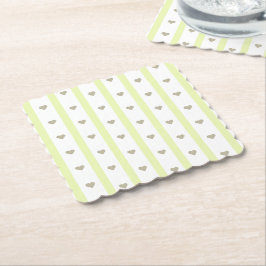 Posavasos De Papel Modernas rayas de fondo pastel y corazones adorabl