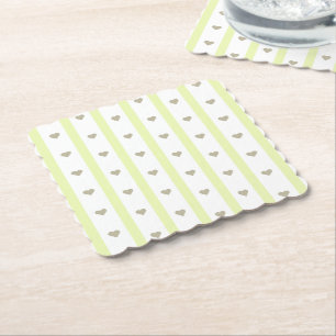 Posavasos De Papel Modernas rayas de fondo pastel y corazones adorabl