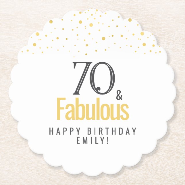 Posavasos De Papel Moderno 70 y fabuloso cumpleaños (Anverso)