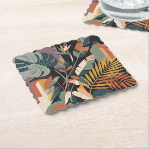 Posavasos De Papel Moderno Abstracto Botánico Tropical y Arquitectura