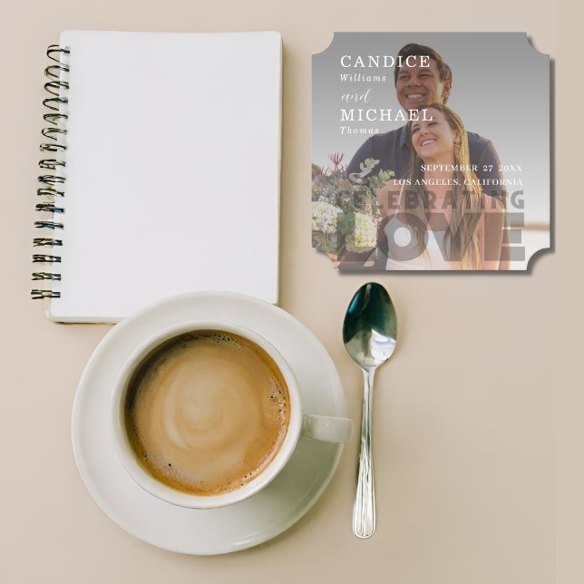 Posavasos De Papel Moderno Boda Elegante De Fotografía En Blanco Y Ne (Subido por el creador)