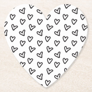 Posavasos De Papel Moderno Corazones Negros
