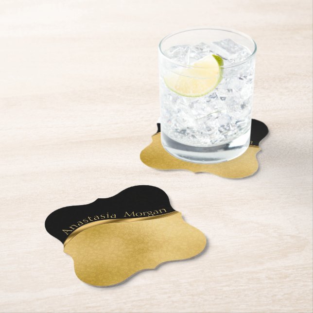 Posavasos De Papel Moderno estilo, negro y oro (In situ)