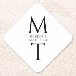 Posavasos De Papel Moderno Monograma Negrita Negrita Iniciales Negros