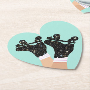 Posavasos De Papel Moderno Roller Space Roller Skates Derby Mint Hear