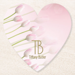 Posavasos De Papel Moderno y elegante Monograma Polvo Fiesta de Tulip