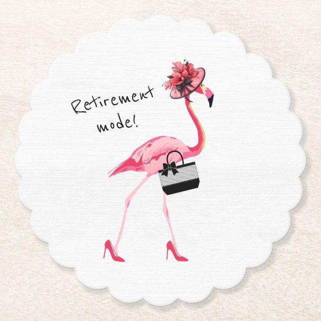 Posavasos De Papel ¡Modo de Jubilación! Flamingo rosa con clase de mo (Anverso)