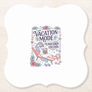 Posavasos De Papel Modo de Vacaciones de Unicornio Edición Unicornio 