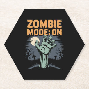 Posavasos De Papel Modo zombi con camiseta de Halloween aterradora
