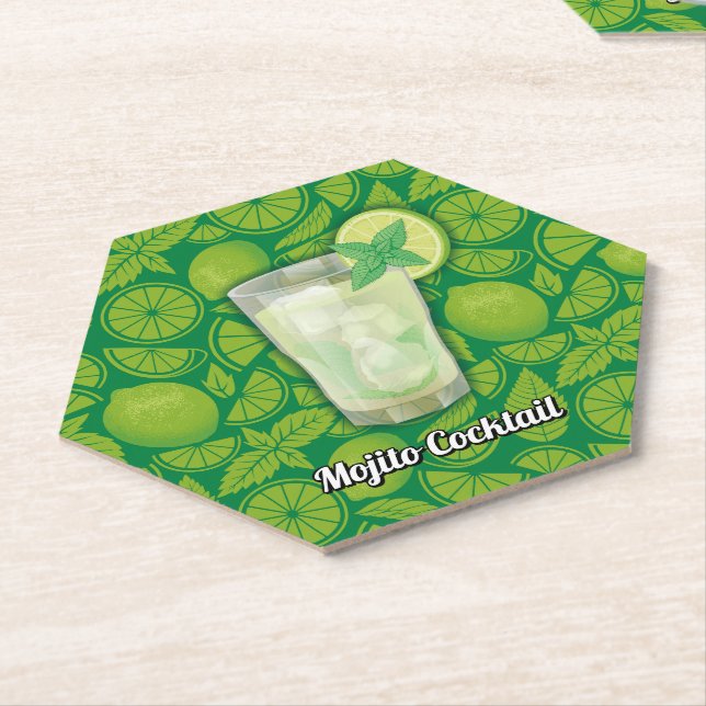 Posavasos De Papel Mojito Cocktail (En perspectiva)