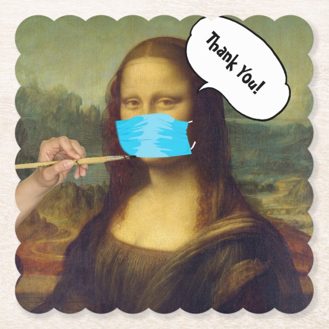 Posavasos De Papel Mona Lisa enmascarada (Anverso)