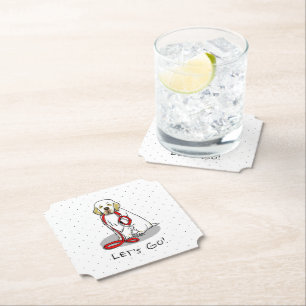 Posavasos De Papel Mona Vamos! Pasea al perro Clumber Spaniel (limón 