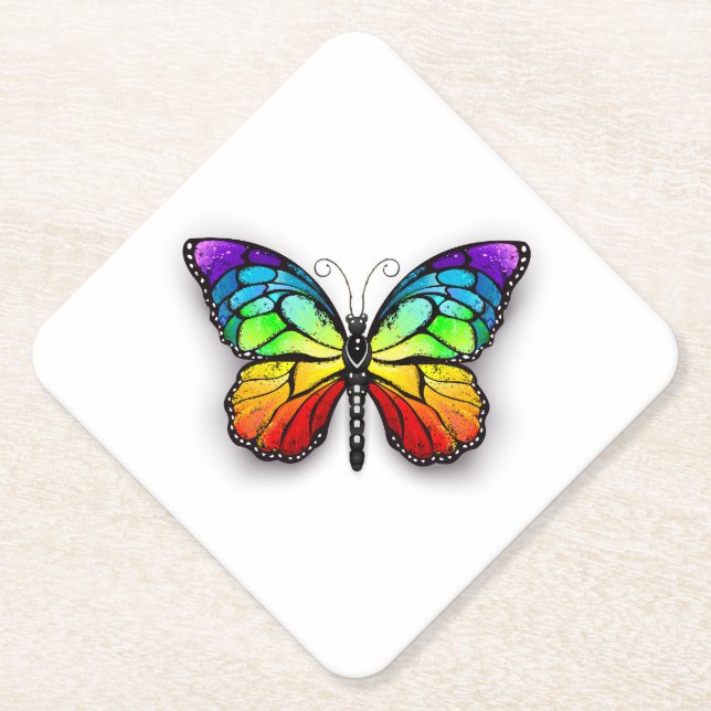 Posavasos De Papel Monarca de mariposa arcoiris (Anverso)