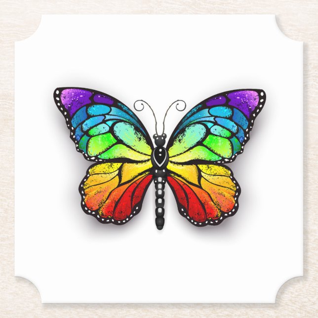 Posavasos De Papel Monarca de mariposa arcoiris (Anverso)