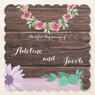 Posavasos De Papel Monasterio de boda floral de madera rústica