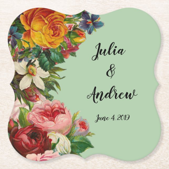 Posavasos De Papel Moneda floral (Anverso)