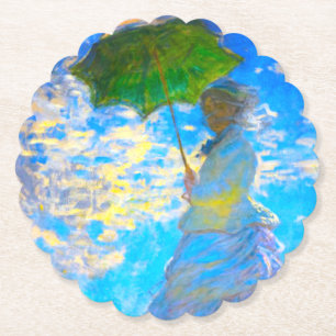 Posavasos De Papel Monet Woman con una sombrilla