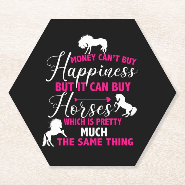 Posavasos De Papel Money Can Buy Horses Hot Pink    (Anverso)