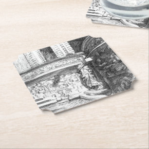Posavasos De Papel Monocromo de pencilart de castillo