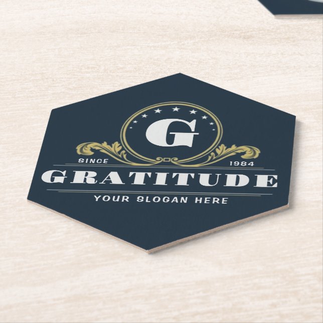 Posavasos De Papel Monogram company illustration Vintage design (En perspectiva)