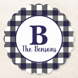 Posavasos De Papel Monograma blanco clásico de la marina