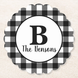 Posavasos De Papel Monograma clásico negro y blanco