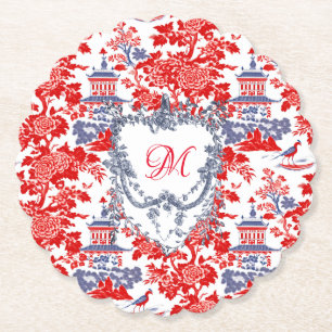 Posavasos De Papel Monograma de Chinoiserie Delft French Blue