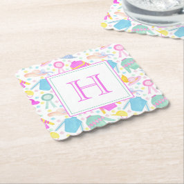 Posavasos De Papel Monograma de color acuático Derby Jerseys y Gorras