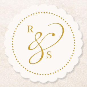 Posavasos De Papel Monograma de Pareja Minimalista