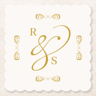 Posavasos De Papel Monograma de Pareja Minimalista